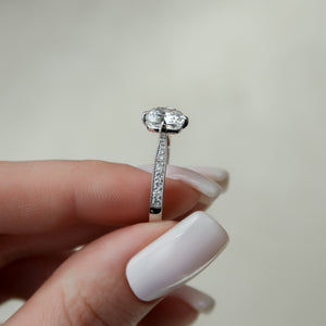The Rebecca Set With A 1.5 Carat Cushion Moissanite