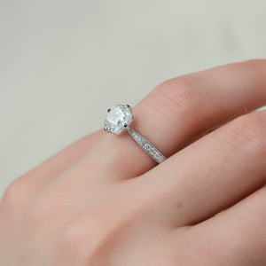 The Rebecca Set With A 1.5 Carat Cushion Moissanite