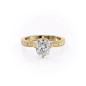 The Rebecca Set With A 2.5 Carat Elongated Cushion Lab Diamond