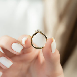 The Rebecca Set With A 5 Carat Elongated Cushion Moissanite