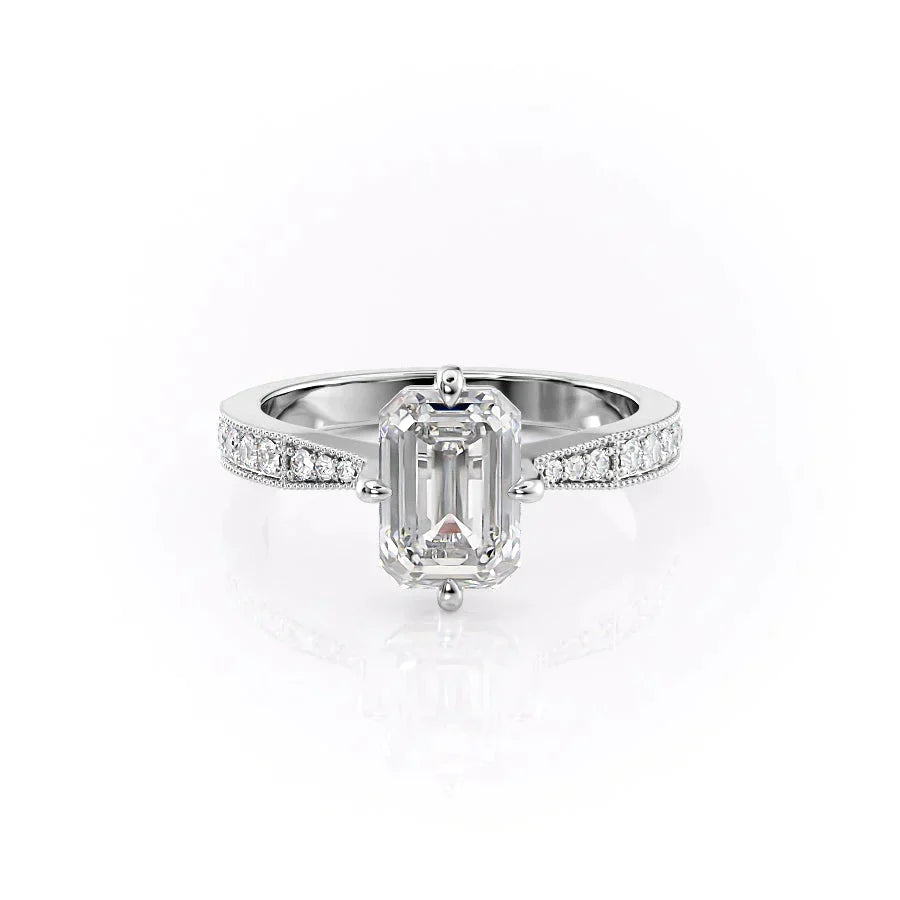 The Rebecca Set With A 1 Carat Emerald Moissanite