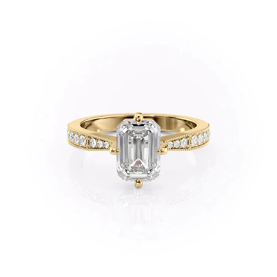 The Rebecca Set With A 3 Carat Emerald Moissanite