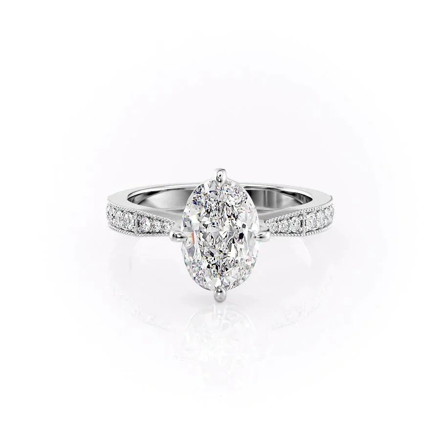 The Rebecca Set With A 5 Carat Oval Moissanite