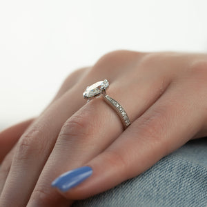 The Rebecca Set With A 1 Carat Oval Moissanite