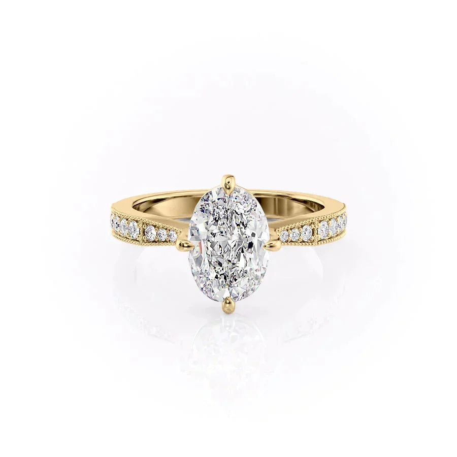 The Rebecca Set With A 4 Carat Oval Moissanite