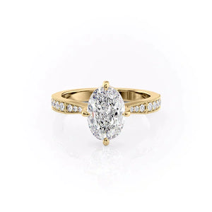 The Rebecca Set With A 4 Carat Oval Moissanite