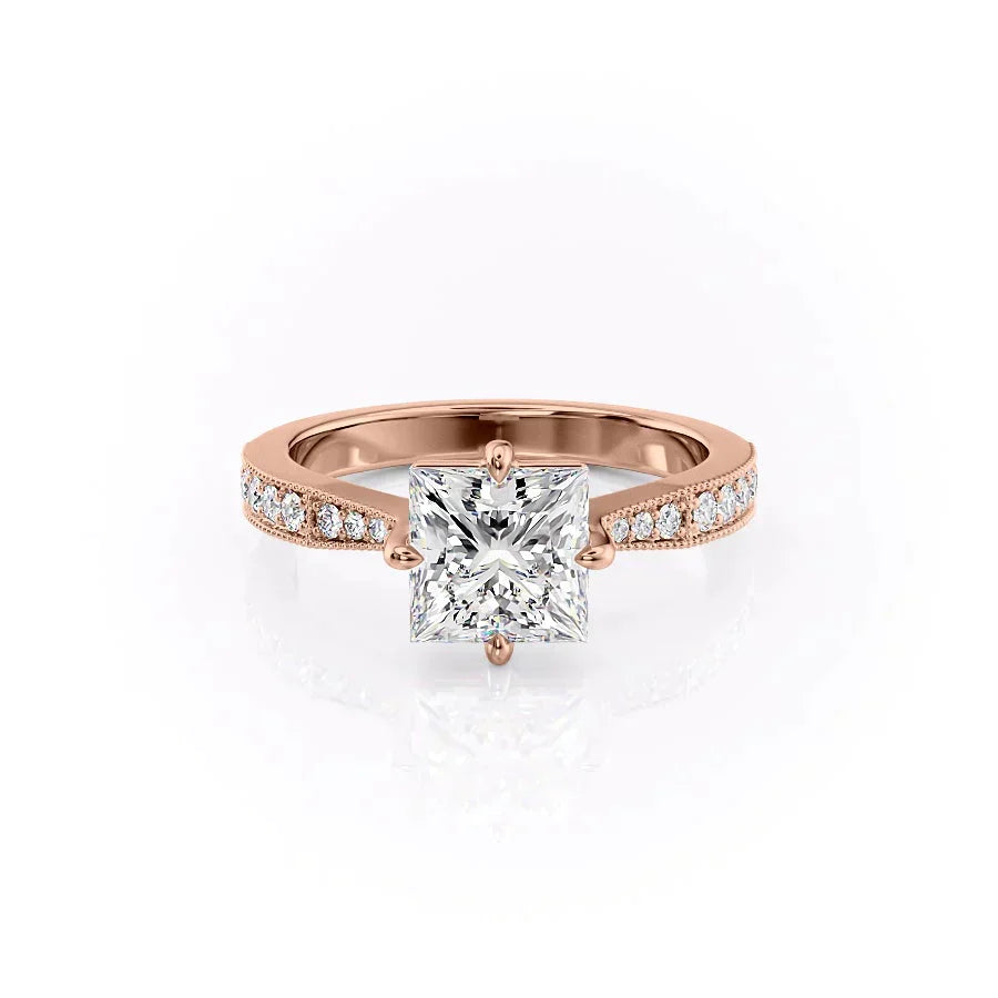 The Rebecca Set With A 2 Carat Princess Moissanite
