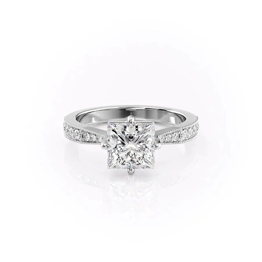 The Rebecca Set With A 4.5 Carat Princess Moissanite