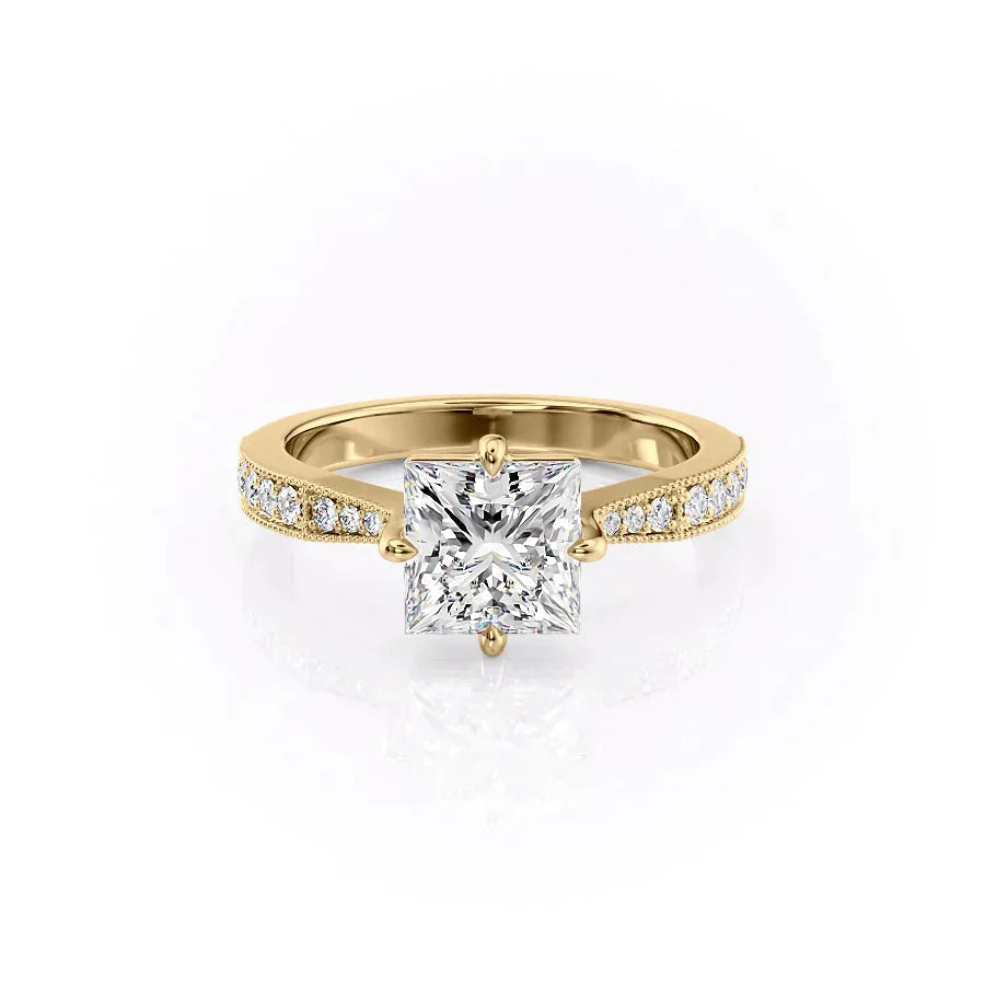 The Rebecca Set With A 3 Carat Princess Moissanite