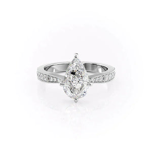 The Rebecca Set With A 2.5 Carat Pear Moissanite