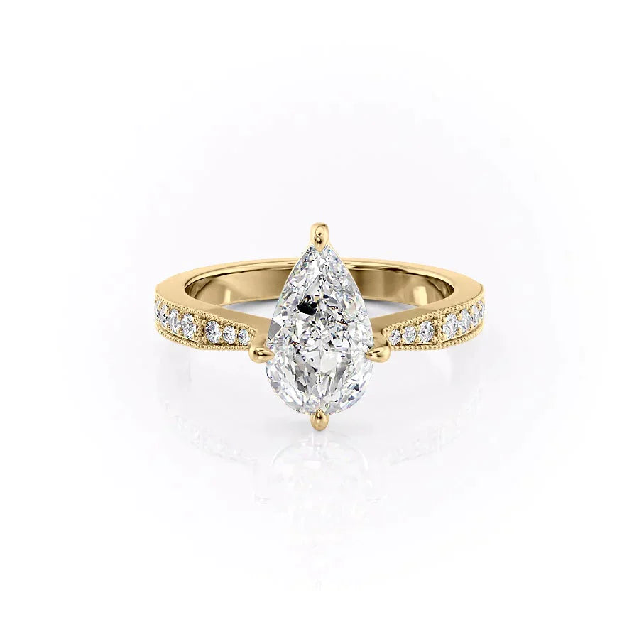 The Rebecca Set With A 3 Carat Pear Moissanite