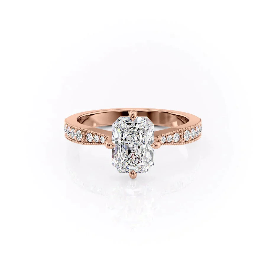 The Rebecca Set With A 3.5 Carat Radiant Moissanite