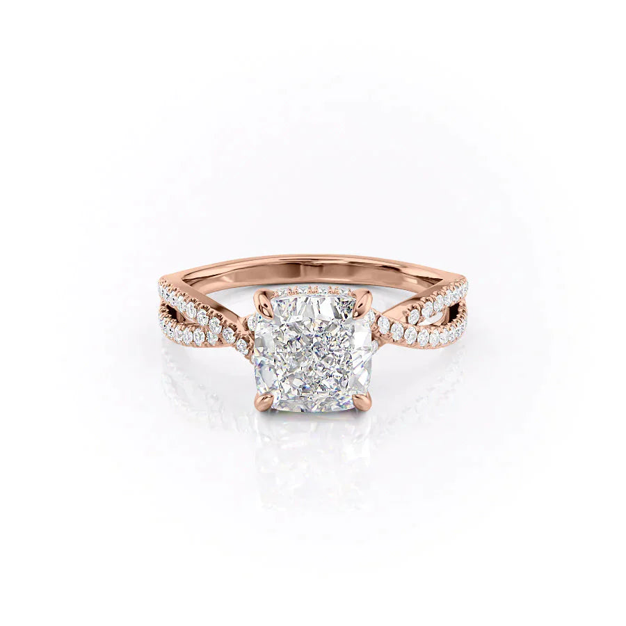 The Angelina Set With A 3 Carat Cushion Moissanite