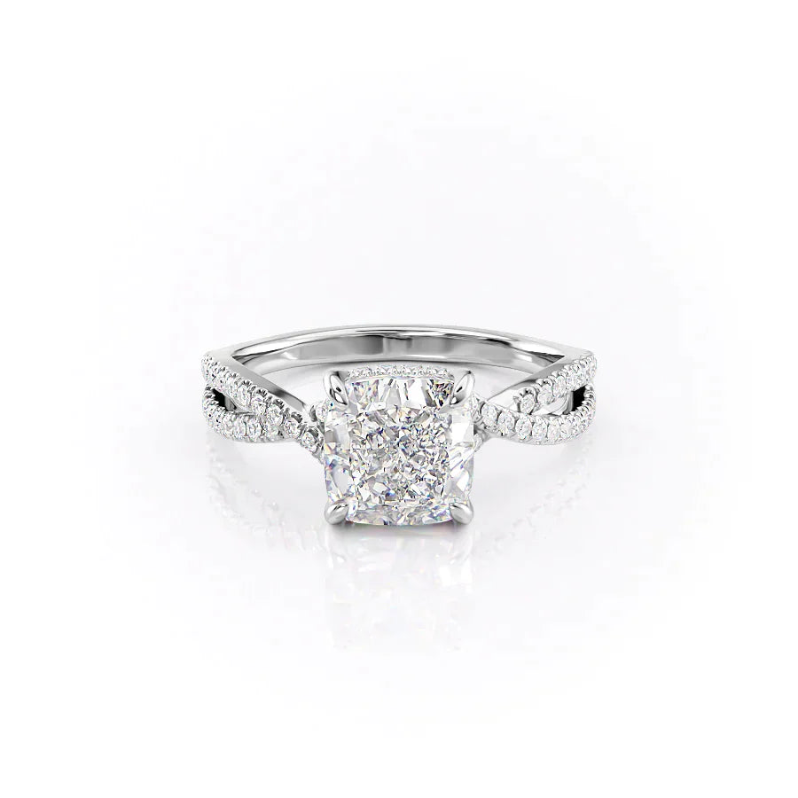 The Angelina Set With A 2 Carat Cushion Moissanite