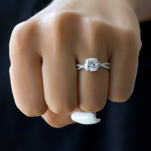 The Angelina Set With A Cushion Lab Diamond