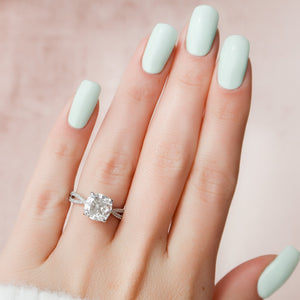 The Angelina Set With A Cushion Lab Diamond