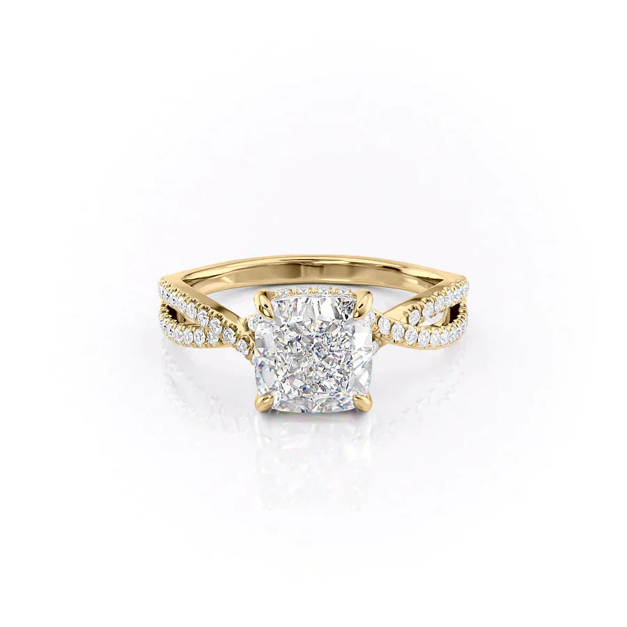 The Angelina Set With A 3 Carat Cushion Moissanite