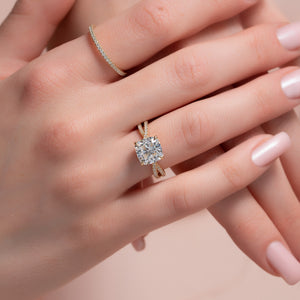 The Angelina Set With A 2 Carat Cushion Moissanite