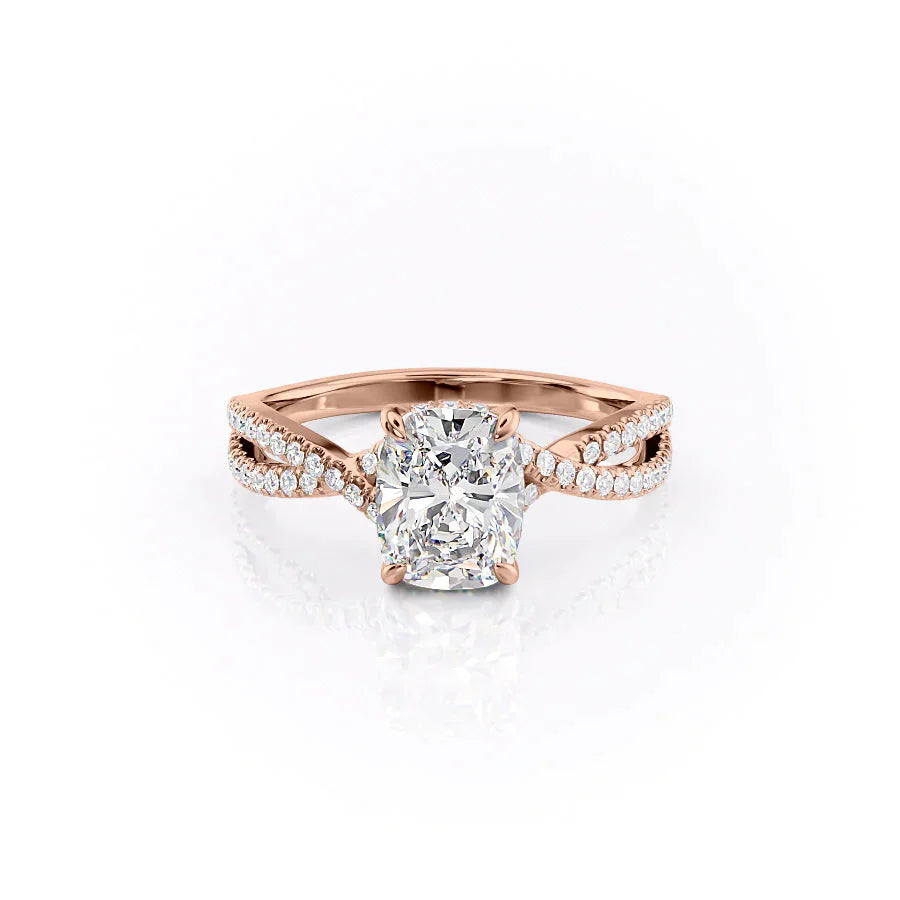 The Angelina Set With A 2 Carat Elongated Cushion Lab Diamond