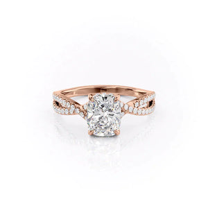 The Angelina Set With A 2.5 Carat Elongated Cushion Lab Diamond