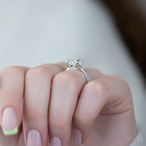 The Angelina Set With A 2 Carat Elongated Cushion Moissanite