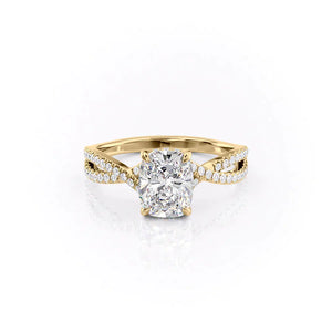 The Angelina Set With A 1.5 Carat Elongated Cushion Moissanite