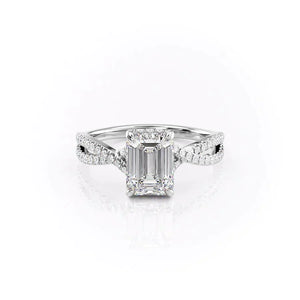 The Angelina Set With A 3 Carat Emerald Moissanite