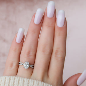 The Angelina Set With A 3.5 Carat Oval Moissanite