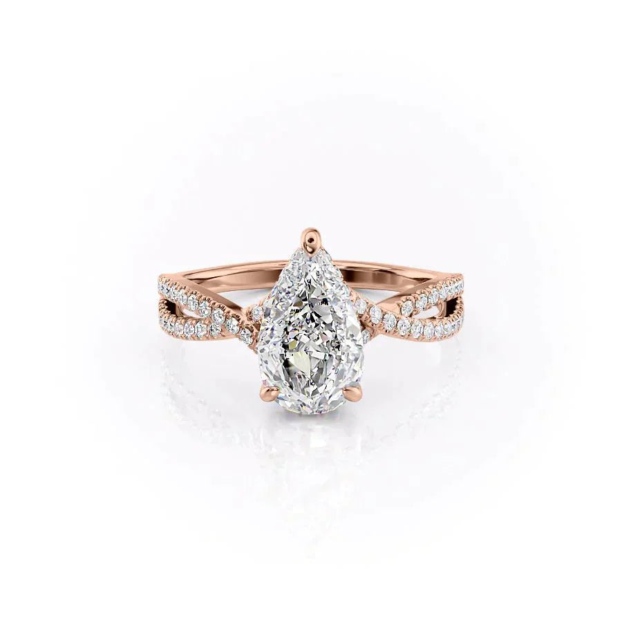 The Angelina Set With A 1 Carat Pear Moissanite