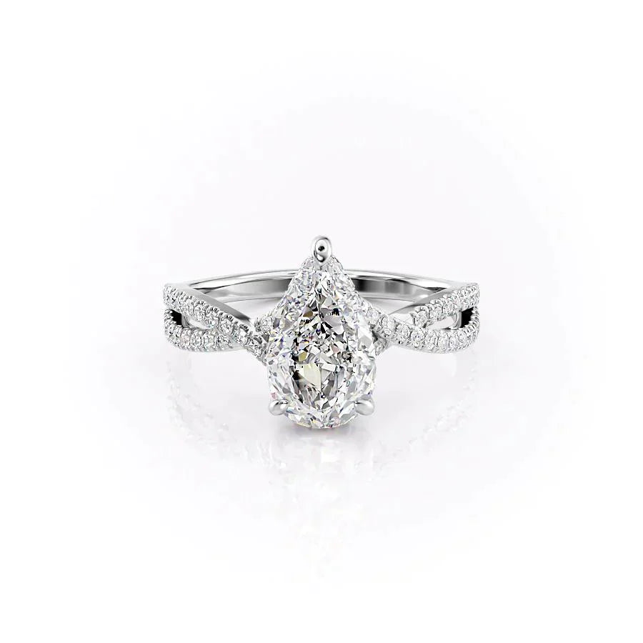 The Angelina Set With A 2.5 Carat Pear Lab Diamond