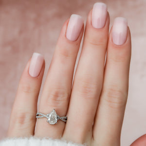 The Angelina Set With A 1.5 Carat Pear Lab Diamond