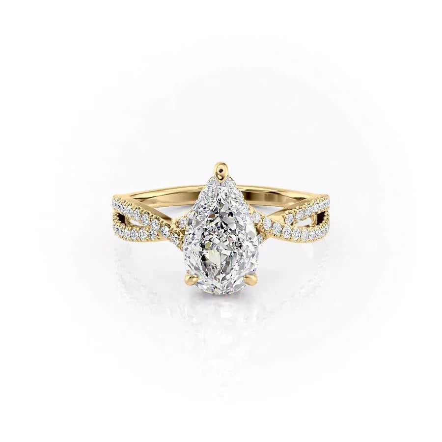 The Angelina Set With A 3 Carat Pear Lab Diamond