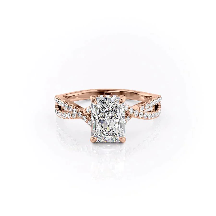 The Angelina Set With A 2.5 Carat Radiant Moissanite