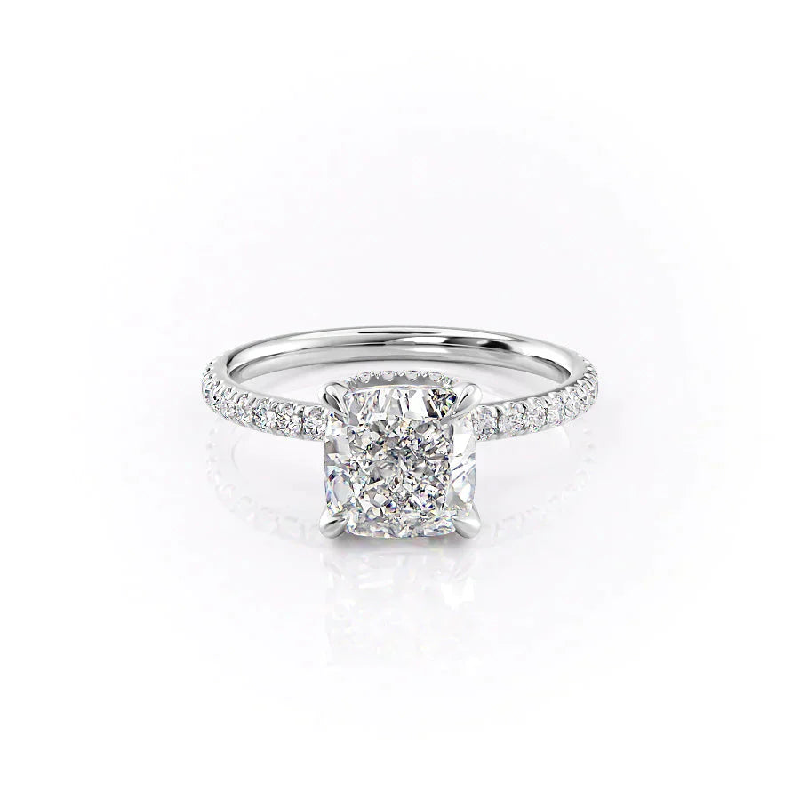 The Pave Alex Set With A 1.5 Carat Cushion Lab Diamond