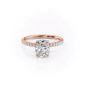 The Pave Alex Set With A 5 Carat Elongated Cushion Moissanite
