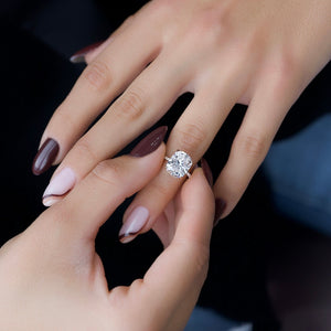 The Pave Alex Set With A 2.5 Carat Elongated Cushion Lab Diamond