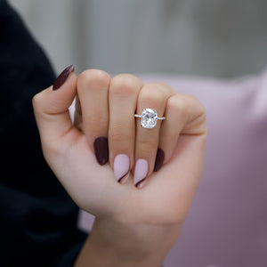 The Pave Alex Set With A 2.5 Carat Elongated Cushion Lab Diamond