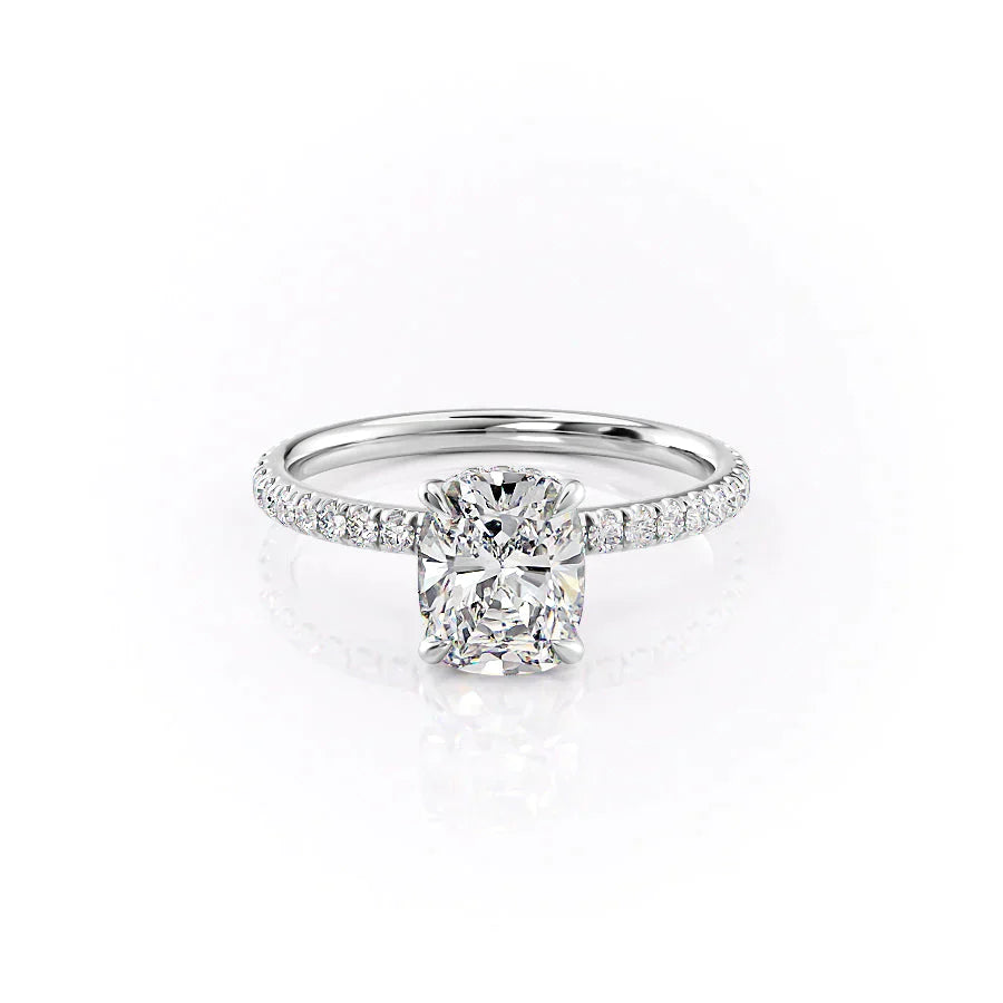 The Pave Alex Set With A 1 Carat Elongated Cushion Lab Diamond