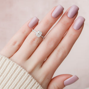 The Pave Alex Set With A 2 Carat Elongated Cushion Lab Diamond