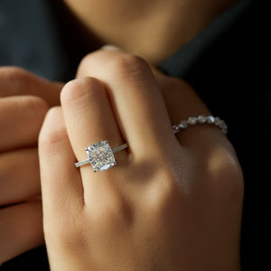 The Pave Alex Set With A 2 Carat Elongated Cushion Lab Diamond