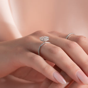 The Pave Alex Set With A 2 Carat Elongated Cushion Lab Diamond