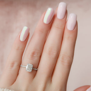 The Pave Alex Set With A 2 Carat Elongated Cushion Lab Diamond