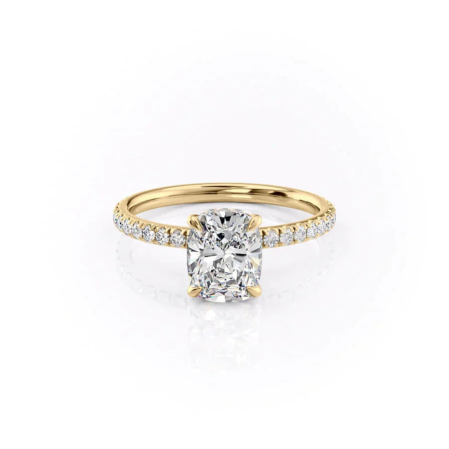 The Pave Alex Set With A 4 Carat Elongated Cushion Moissanite