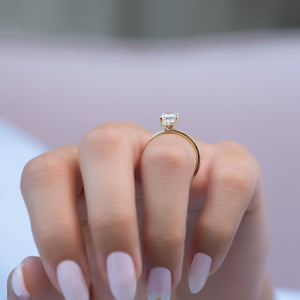 The Pave Alex Set With A 2 Carat Elongated Cushion Moissanite