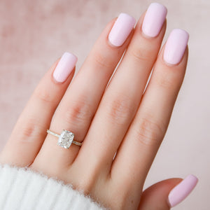The Pave Alex Set With A 2 Carat Elongated Cushion Moissanite