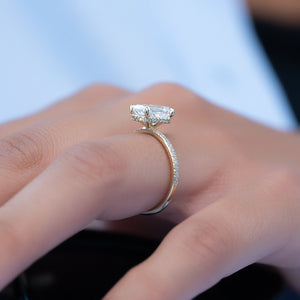 The Pave Alex Set With A 2 Carat Elongated Cushion Moissanite