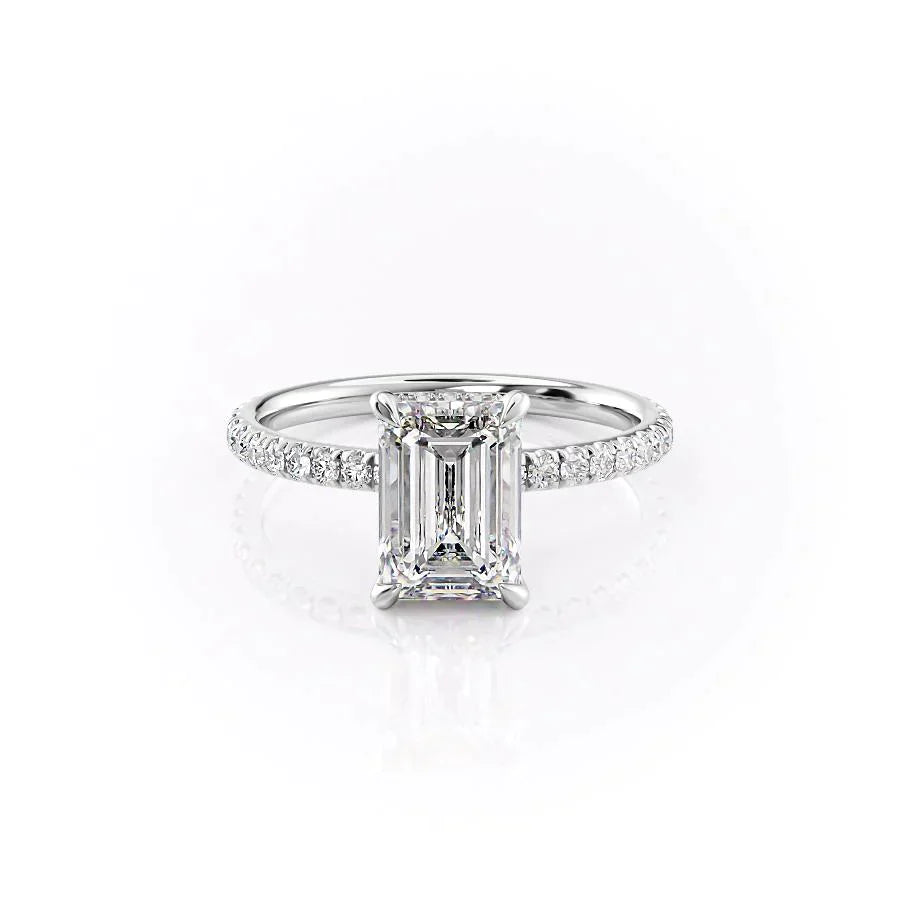 The Pave Alex Set With A 2 Carat Emerald Moissanite