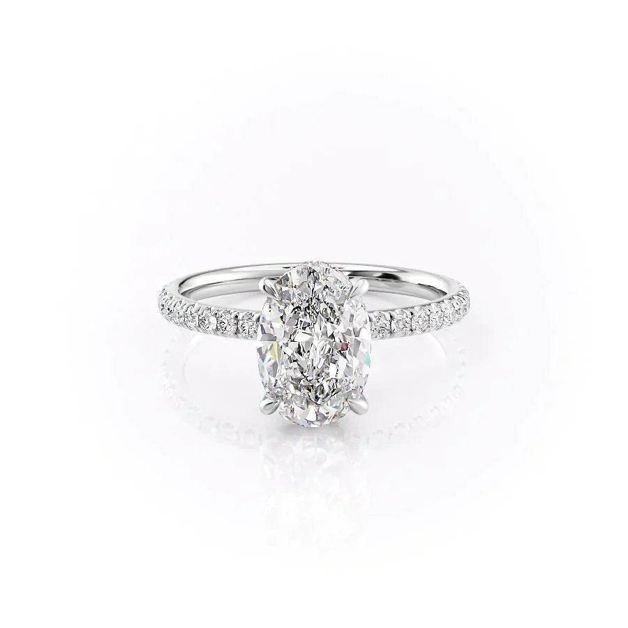 The Pave Alex Set With A 1 Carat Oval Lab Diamond