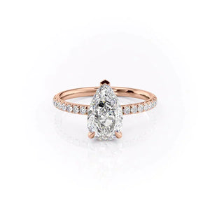 The Pave Alex Set With A 1 Carat Pear Lab Diamond