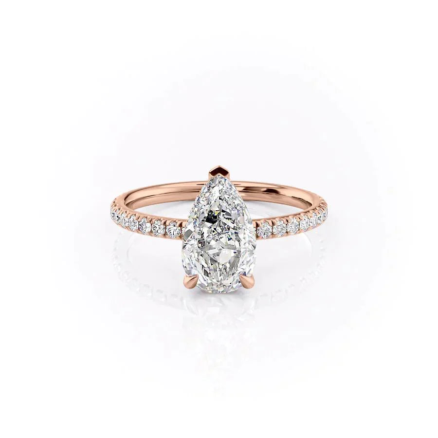 The Pave Alex Set With A 5 Carat Pear Moissanite